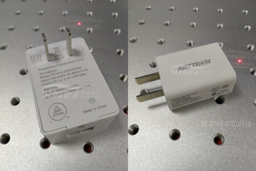 手機充電器激光打標(biāo) 賽碩激光紫外激光打標(biāo)機打標(biāo)效果好、速度快